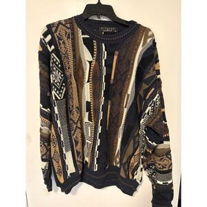 Protege Collection Mens XL 3D Textured Knit Sweater Vintage 90s Multi Color